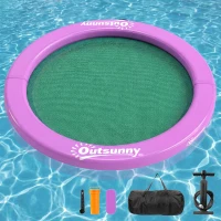 Outsunny 8FT Inflatable Water Hammock Floating Ring, Inflatable Floating Dock Platform for for Lakes, Pools, Oceans, Purple(m-11)