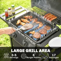 Outsunny 2-Burner Propane Gas Grill, 18000 BTU BBQ Grill with Wheels, Warming Rack, Shelf, Thermometer, Grease Cup, Black(m-4)