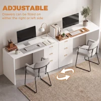 HOMCOM Computer Desk with Drawers Office Desk with Reversible File Drawers Study Table Bedroom Study 47" White(m-4)