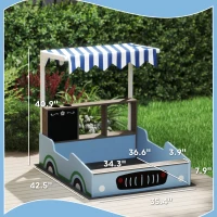 Qaba Kids Wooden Sandbox with Canopy with Bench Seats, Bottom Liner, Drawing Board, Planting Boxes for Backyard, Garden, Blue(m-3)