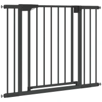 PawHut Baby Gate, Pet Safety Gate Pressure Fit, 30"-40" Wide with Two-Way Open, Auto-Close for Stair, Doorways, Hallways, Black(m-2)
