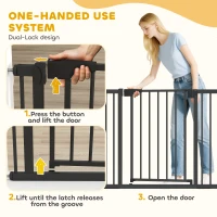 PawHut Baby Gate, Pet Safety Gate Pressure Fit, 30"-40" Wide with Two-Way Open, Auto-Close for Stair, Doorways, Hallways, Black(m-6)
