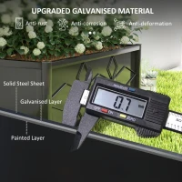 Outsunny Outdoor Planter Box Galvanized Raised Garden Bed with Trellis for Climbing Vines, 35.4" x 15.7" x 47.2", Black(m-6)
