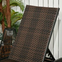 Outsunny 2 Pieces Patio Lounger Chair Set, Outdoor Aluminum Frame PE Rattan Wicker Sun Lounger Set w/ 5-Position Backrest and Wheels for Sun Room, Garden, Poolside, Dark Brown(m-10)