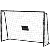 Soozier 6ft x 4ft Soccer Goal Net with Metal Frame, PE Mesh, Ground Stakes, Easy Assembly, Black(m-8)