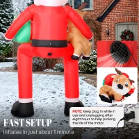 Outsunny 112" Giant Christmas Inflatable Hanging Santa Claus Sitting w/ Reindeer, Gift Box(m-5)