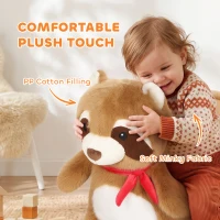 Qaba Raccoon Baby Rocking Horse, Kids Plush Ride-On Toy with Realistic Sounds and Safety Belt, Brown(m-7)