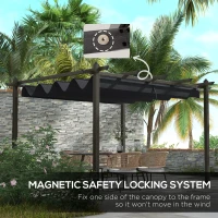 Outsunny 10' x 13' Retractable Pergola Canopy, Aluminum Pergola Sun Shade Shelter for Garden, Patio, Backyard, Deck, Gray(m-6)