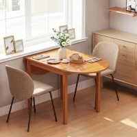 HOMCOM 55" Wood Kitchen Table, Drop Leaf Tables for Small Spaces, Walnut(m-8)