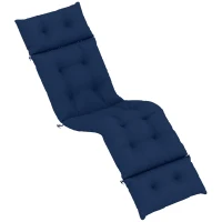 Outsunny Patio Lounge Chair Cushion, Tufted Thick Outdoor Chaise Lounge Cushion with Ties, 74.8" x 22" x 4", Navy Blue(m-2)