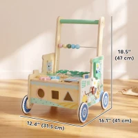 Qaba Wooden Baby Walker for 1-3 Year, Montessori Inspired Push Along Walker Toys, Multifunctional Activity Centre(m-3)