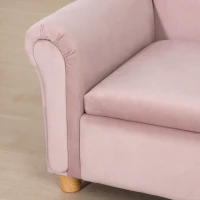 Qaba Ergonomic Foam Kids Sofa with Inner Toy Storage Chest, Velvet Kids Couch with Soft Arms, Children's Lounge Furniture, Pink(m-8)