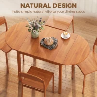 HOMCOM 55" Wood Kitchen Table, Drop Leaf Tables for Small Spaces, Walnut(m-4)
