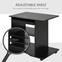 HOMCOM Computer Desk Cart, Mobile Small Office Workstation with Slide-Out Keyboard Tray, Adjustable Shelf, & CPU Stand, Black(m-6)