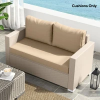 Outsunny 2 Seater Outdoor Seat Cushions with Backrest, Loveseat Double Sofa Outdoor Furniture Cushions, Beige(m-7)