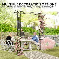 Outsunny Garden Arch, PE-Coated Steel Outdoor Trellis Arbor for Climbing Plants, Wedding Arch, 70.9" x 15.7" x 84.6", Black(m-7)