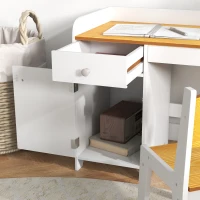 Qaba Kids Desk and Chair Set with Storage, Study Desk with Chair, White(m-9)