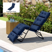 Outsunny Patio Lounge Chair Cushion, Tufted Thick Outdoor Chaise Lounge Cushion with Ties, 74.8" x 22" x 4", Navy Blue