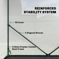 Outsunny Walk-in Greenhouse, 63" x 63" x 78.7", Roll-Up Door, 3 Mesh Windows, PE Cover, Steel Frame, White(m-5)