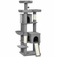 PawHut 72" Cat Tree, Large Cat Tower with 2 Condos, 3 Padded Beds, Hammock, 3 Scratching Posts and Ladder(m-1)