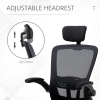 Vinsetto High Back Mesh Chair, Home Office Task Computer Chair with Adjustable Height, Lumbar Back Support, Headrest, and Arms, Black(m-23)