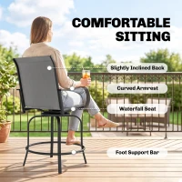 Outsunny Outdoor Bar Stools Set of 2, 360° Swivel Bar Height Chairs, 26.75" x 29.5" x 48.5", Gray(m-5)