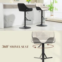 HOMCOM Bar Stools Set of 2, Swivel Counter Height Barstools with Back, Footrest, Armrests, Adjustable Height, Light Grey(m-6)