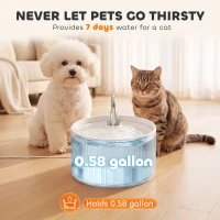 PawHut Ceramic Cat Water Fountain, 2.2L/74oz Pet Water Fountain with Ultra-Quiet Pump, 4-Layer Filtration, Faucet, White(m-6)