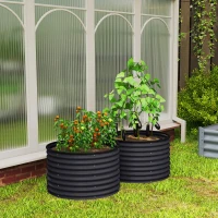 Outsunny Set of 2 Raised Garden Bed, Metal Planter Box with Safety Edging, Easy-to-assemble Stock Tank, Dark Gray(m-9)