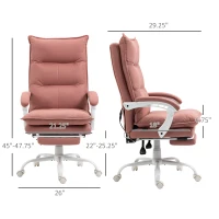 Vinsetto Executive Massage Office Chair with 6 Vibration Points, Microfiber Computer Desk Chair, Heated Reclining Chair with Footrest, Armrest, Double Padding, Pink(m-3)