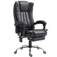 Vinsetto Office Chair 6-point Vibration Massage Chair Micro Fiber Recliner with Retractable Footrest Black(m-2)