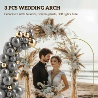Outsunny Metal Arch Backdrop Stand Set of 3, 7/6.5/6 ft Wedding Arch Frame, Balloon Backdrop Arch Stand Set, Gold(m-4)