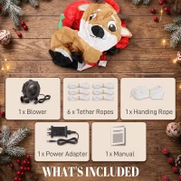 Outsunny 112" Giant Christmas Inflatable Hanging Santa Claus Sitting w/ Reindeer, Gift Box(m-7)