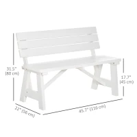 Outsunny Wooden Garden Bench for Outdoor, 2-person Patio Bench, Loveseat Furniture for Lawn, Deck, Yard, Porch and Entryway, White(m-3)