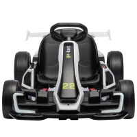Aosom 24V 7.5 MPH Electric Go Kart with Adjustable Seat, Slow Start, White(m-12)