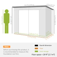 Outsunny 8 x 4FT Galvanized Garden Storage Shed, Metal Outdoor Shed with Double Doors and 2 Vents, Teak(m-3)