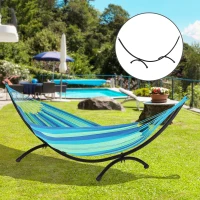Outsunny 10' Hammock Stand with Steel Frame, Hammock Chair Stand Only for Garden, Camping, Picnic, Outdoor, Patio, Fits 110.2"-114.2" hammocks, Black(m-8)
