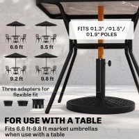 Outsunny 30 lbs. Market Umbrella Base Holder 18" Heavy Duty Round Parasol Stand with Rattan Design for Patio, Black(m-4)
