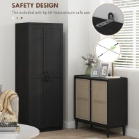 HOMCOM 63" 2-Door Kitchen Pantry, Freestanding Cabinet with 2 Adjustable Shelves for Dining Room, Cinnamon Black Wood Grain(m-6)