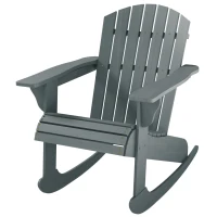 Outsunny Wood Adirondack Outdoor Lounge Rocking Chair Fire Pit Seating with Slatted Wooden Design, Fanned Back, Gray(m-1)