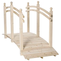 Outsunny Wooden Arch Garden Bridge, Safety Rails for Backyard Ponds, Creeks, Streams, 7.5' , Natural(m-2)