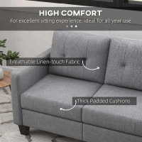 HOMCOM L-shaped Sofa, 3 Seater Couch with Ottoman, Corner Sofa with Thick Padded Cushion and Wood Legs, Light Grey(m-4)