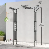Outsunny Garden Arch, PE-Coated Steel Outdoor Trellis Arbor for Climbing Plants, Wedding Arch, 70.9" x 15.7" x 84.6", Black(m-3)