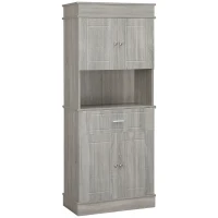 HOMCOM Freestanding Pantry Cabinet, 72" Kitchen Buffet with Utility Drawer, 2 Door Cabinets, Gray Wood Grain(m-1)