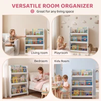 Qaba 3-Tier Kids Bookshelf Wall Mounted, Floating Children's Bookcase for Playroom, Living Room, for 3-8 Years, White(m-7)