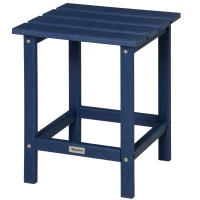 Outsunny Adirondack Side Table, Square Patio End Table, Weather Resistant 15" Outdoor HDPE Table for Porch, Pool, Balcony, Blue(m-11)