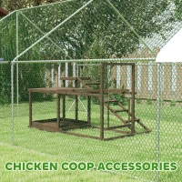 PawHut Wooden Chicken Activity Play Set with Perch, Swing, Ladder, Platforms, Feeder Storage, Coffee(m-12)