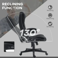 HOMCOM 6 Point Vibrating Massage Office Chair with Heat, Linen High Back Massage Desk Chair with Reclining Backrest, Black(m-6)