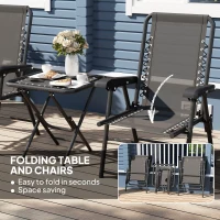 Outsunny 3 Pieces Patio Bistro Set, Outdoor Folding Table and Chairs Set, Metal Patio Furniture Set with Cup Holders(m-5)