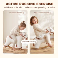 Qaba Baby Rocking Horse for Boys and Girls, Kids Rocking Horse with Realistic Sounds and Anti-Tip limiters(m-5)
